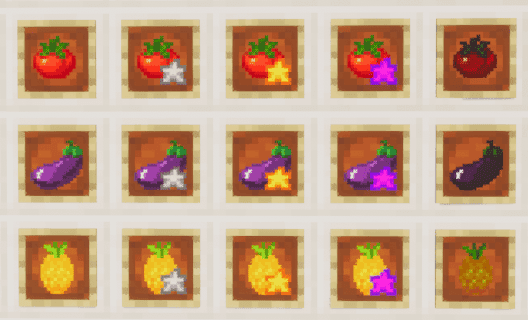 Custom crops with harvest quality indicators