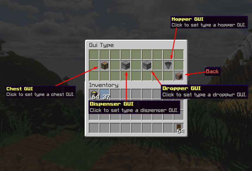 In-game editor configuring a menu item