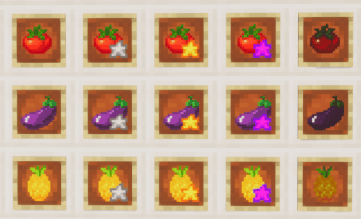 Custom crops with harvest quality indicators